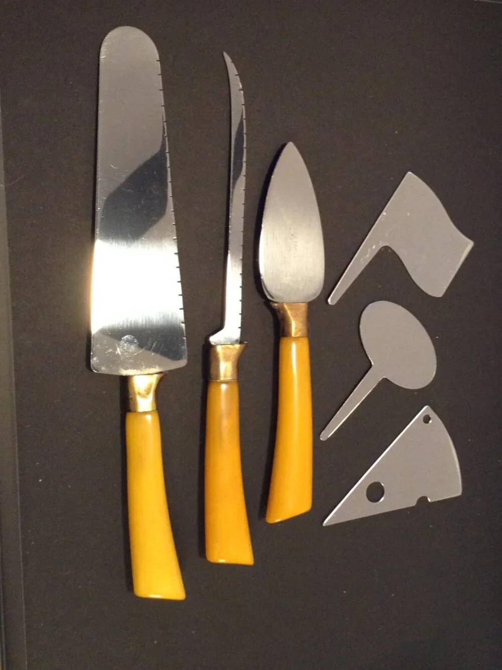 VTG Washington Forge 3pc Cheese Carving Set w/Markers Barware Entertaining MCM